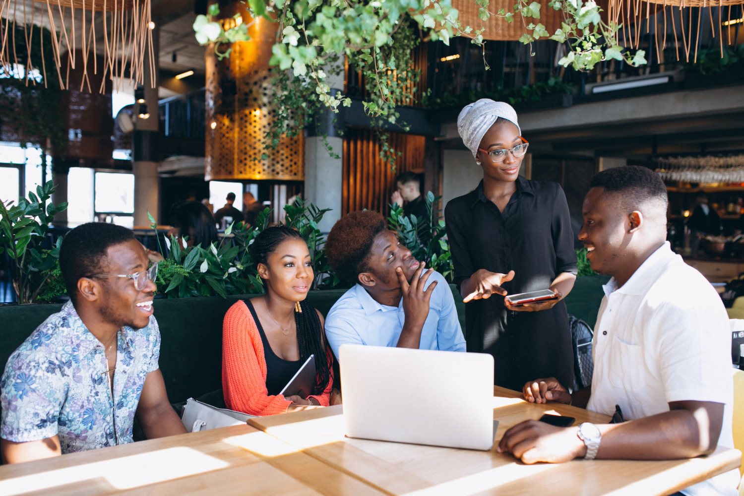 A team collaborating in a working session